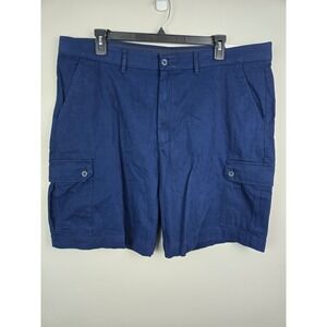St Johns Bay Mens Navy Blue Cargo Shorts‎ 44 Big Stretch Comfort Waist 10 Inseam